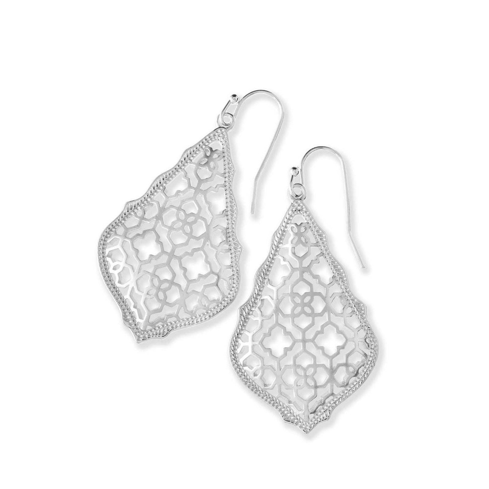 NWT Kendra Scott Addie Earrings in Rhodium Filigree / Box & Dustbag Included